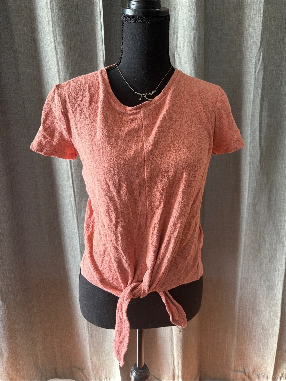 Madewell Tie-Front Short Sleeve Top in Coral